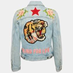 Gucci Blue Denim Blind For Love Applique Jacket M