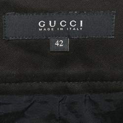 مملوكة مسبقًا Gucci Black Cotton Gabardine GG Badge Detail Knee-Length Skirt M
