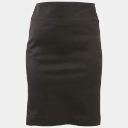 Gucci Black Cotton Gabardine GG Badge Detail Knee-Length Skirt M
