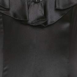 مملوكة مسبقًا Gucci Black Lace Trim Satin Ruffled Midi Dress S