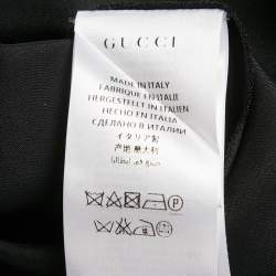 مملوكة مسبقًا Gucci Black Lace Trim Satin Ruffled Midi Dress S