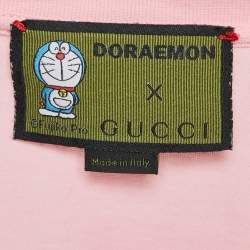 Gucci x Doraemon Pink Embroidered Jersey Crewneck T-Shirt XS