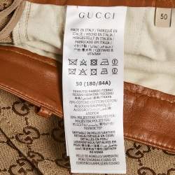 Pre Owned Gucci Beige GG Canvas Leather Trimmed Shorts XL