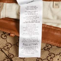 Pre Owned Gucci Beige GG Canvas Leather Trimmed Shorts XL