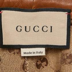 Pre Owned Gucci Beige GG Canvas Leather Trimmed Shorts XL