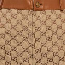 Pre Owned Gucci Beige GG Canvas Leather Trimmed Shorts XL