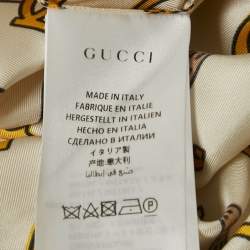 Gucci Off-White Horse-bit Print Silk Button Front Belted Short Dress L