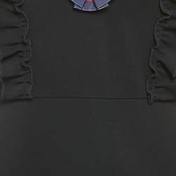 Pre Owned Gucci Black Jersey Ruffled Detail Sheath Dress M