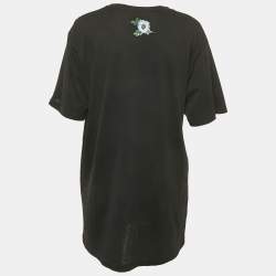 Pre Owned Gucci Black Vintage Logo Print Jersey Distressed T-Shirt S
