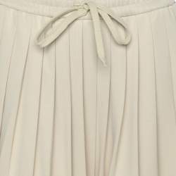 Gucci Beige Cotton Pleated Webbing Drawstring Midi Skirt S