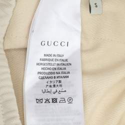 Gucci Beige Cotton Pleated Webbing Drawstring Midi Skirt S