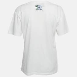 Gucci White Vintage Logo Print Jersey Distressed T-Shirt XXS