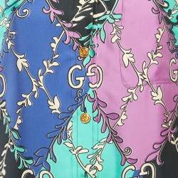 مملوكة مسبقًا فستان قميص حرير رمادي GG باللون الأرجواني غوتشي مقاس متوسط