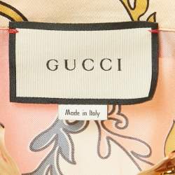 Gucci Orange GG Rhombus Ramage Silk Shirt Dress M