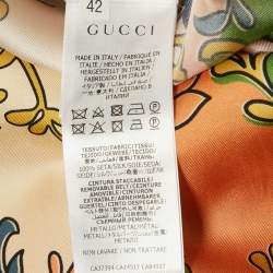 Gucci Orange GG Rhombus Ramage Silk Shirt Dress M