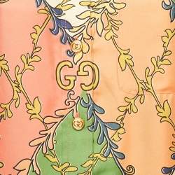 Gucci Orange GG Rhombus Ramage Silk Shirt Dress M