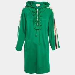 Pre Owned Gucci Green Cotton Jersey Ruffled Hooded Mini Dress M