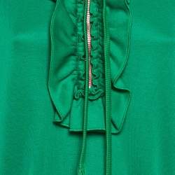 Pre Owned Gucci Green Cotton Jersey Ruffled Hooded Mini Dress M