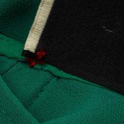 Pre Owned Gucci Green Crepe Web Stripe Trim Detail Mini Dress S