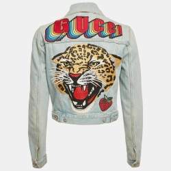 مملوكة مسبقًا Gucci Blue Jaguar Embroidered Denim Jacket S
