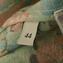 Pre Owned فستان غوتشي x ليبرتي صوفي أزرق مزهر بطبعة زهور بتفاصيل كشكشة متوسط الطول مقاس متوسط (ميديوم)