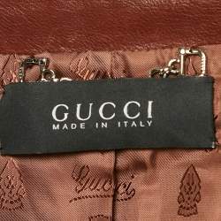 Gucci Brown Leather Button Front Jacket M