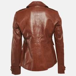 Gucci Brown Leather Button Front Jacket M
