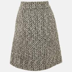 Pre Owned Gucci Black/White Tweed GG Logo Metal Detail Mini Skirt S