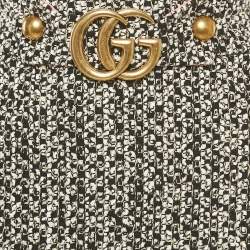 Pre Owned Gucci Black/White Tweed GG Logo Metal Detail Mini Skirt S