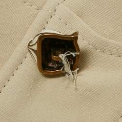 Pre Owned Gucci Light Beige Wool and Silk Tiger Brooch Detail Knee-Length Skirt S