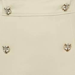Pre Owned Gucci Light Beige Wool and Silk Tiger Brooch Detail Knee-Length Skirt S