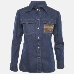 Gucci Blue Vintage Logo Patch Work Denim Shirt S