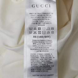 Pre Owned تي شيرت غوتشي قطن بطبعة ديكس أبيض بأكمام قصيرة مقاس صغير جدًا (إكس سمول)