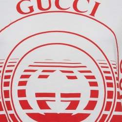 Pre Owned تي شيرت غوتشي قطن بطبعة ديكس أبيض بأكمام قصيرة مقاس صغير جدًا (إكس سمول)