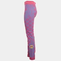 Pre Owned Gucci Pink/Blue GG Jacquard Technical Jersey Leggings M