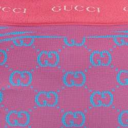 Pre Owned Gucci Pink/Blue GG Jacquard Technical Jersey Leggings M