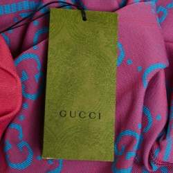 Pre Owned Gucci Pink/Blue GG Jacquard Technical Jersey Leggings M