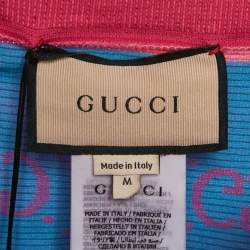 Pre Owned Gucci Pink/Blue GG Jacquard Technical Jersey Leggings M