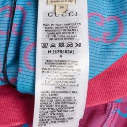 Pre Owned Gucci Pink/Blue GG Jacquard Technical Jersey Leggings M