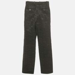 Pre Owned Gucci Black Jumbo GG Jacquard Canvas Pants XS Waist 24"