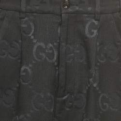 Pre Owned Gucci Black Jumbo GG Jacquard Canvas Pants XS Waist 24"