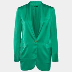 Pre Owned Gucci Green Satin Single Breasted Blazer M
