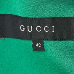 Pre Owned Gucci Green Satin Single Breasted Blazer M