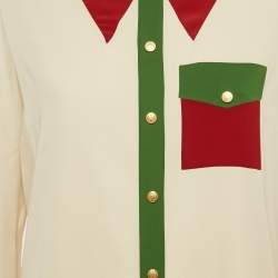 Pre Owned Gucci Cream Silk Long Sleeve Blouse M