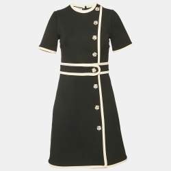 Gucci Black Stretch Knit Ruched One-Shoulder Short Dress M
