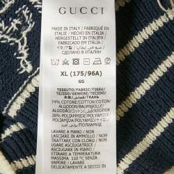 Pre Owned Gucci Navy Blue GG Intarsia Knit Sweater XL 