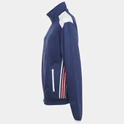 Pre Owned Gucci Navy Blue Side Striped Jersey Zip-Up Jacket XL