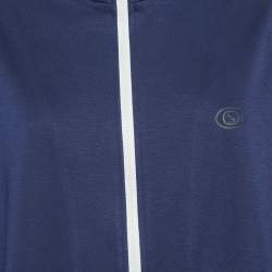 Pre Owned Gucci Navy Blue Side Striped Jersey Zip-Up Jacket XL