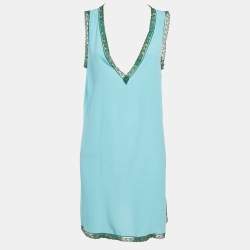 Pre Owned Gucci Blue Printed Shift Dress M