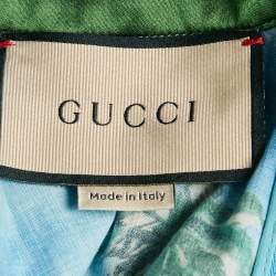 Pre Owned Gucci Blue Printed Shift Dress M